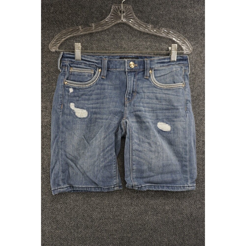 White House Black Market Girlfriend Shorts Womens 00 Distressed Blue Denim